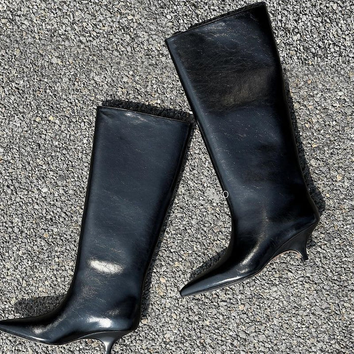 Damen spitz zulaufende Stiefelette mit sculpted Kitten-Absatz und mid-calf Schaft Echo Archiv