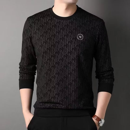 Herren Luxuriöser Rundhals-Pullover mit Marken-Design Echoarchiv
