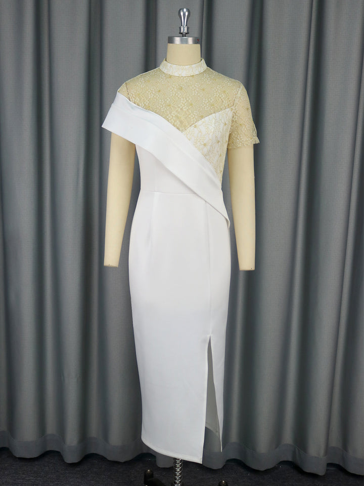 Damen Elegantes Hochzeitskleid mit transparentem Spitzenoberteil und asymmetrischem Design Echo Archiv