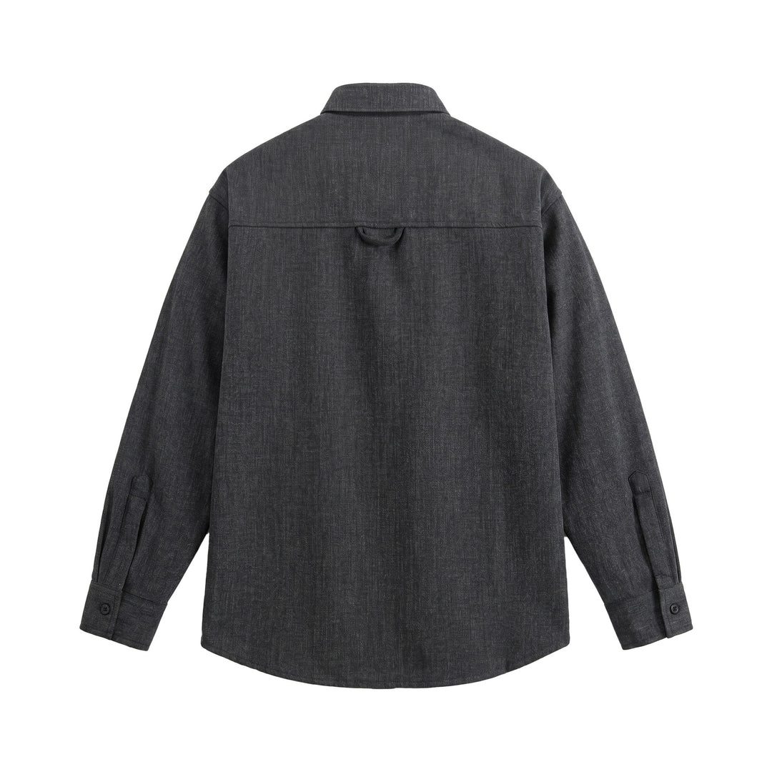 Herren Oversize-Hemdjacke aus leichter Denim-Optik mit sichtbaren Ziernähten Echoarchiv