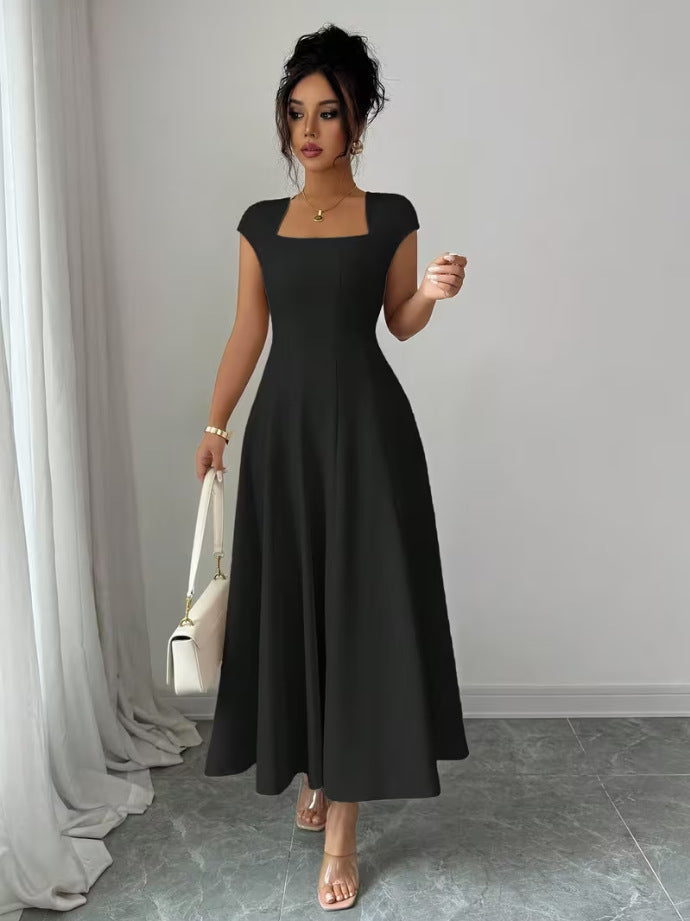 Damen Elegantes Maxikleid mit rechteckigem Ausschnitt und fließendem Rock – Valéora