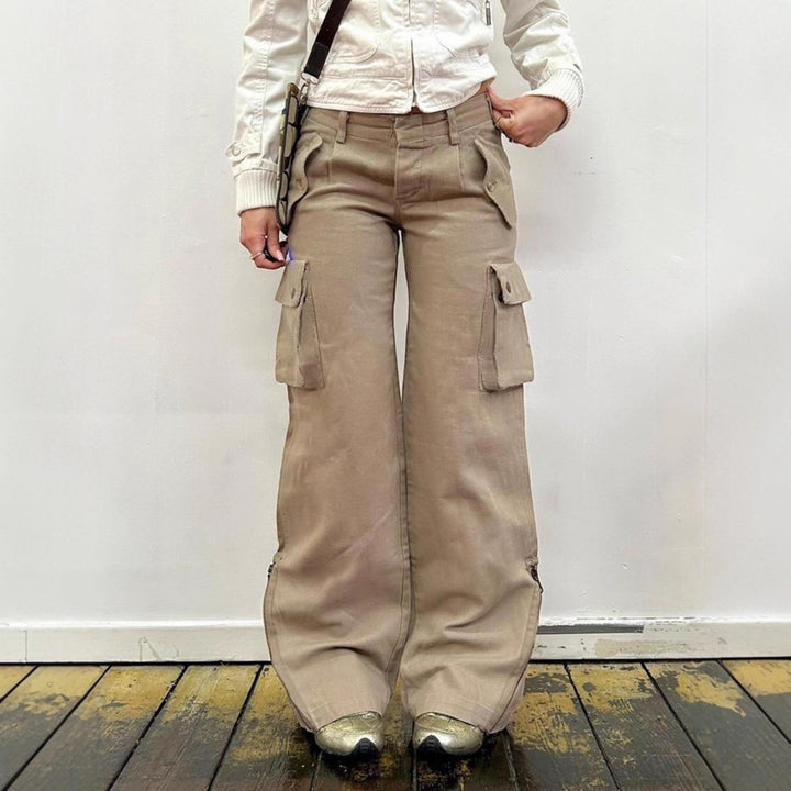 Damen lockere Cargo-Hose mit praktischen Taschen und weitem Bein Echo Archiv