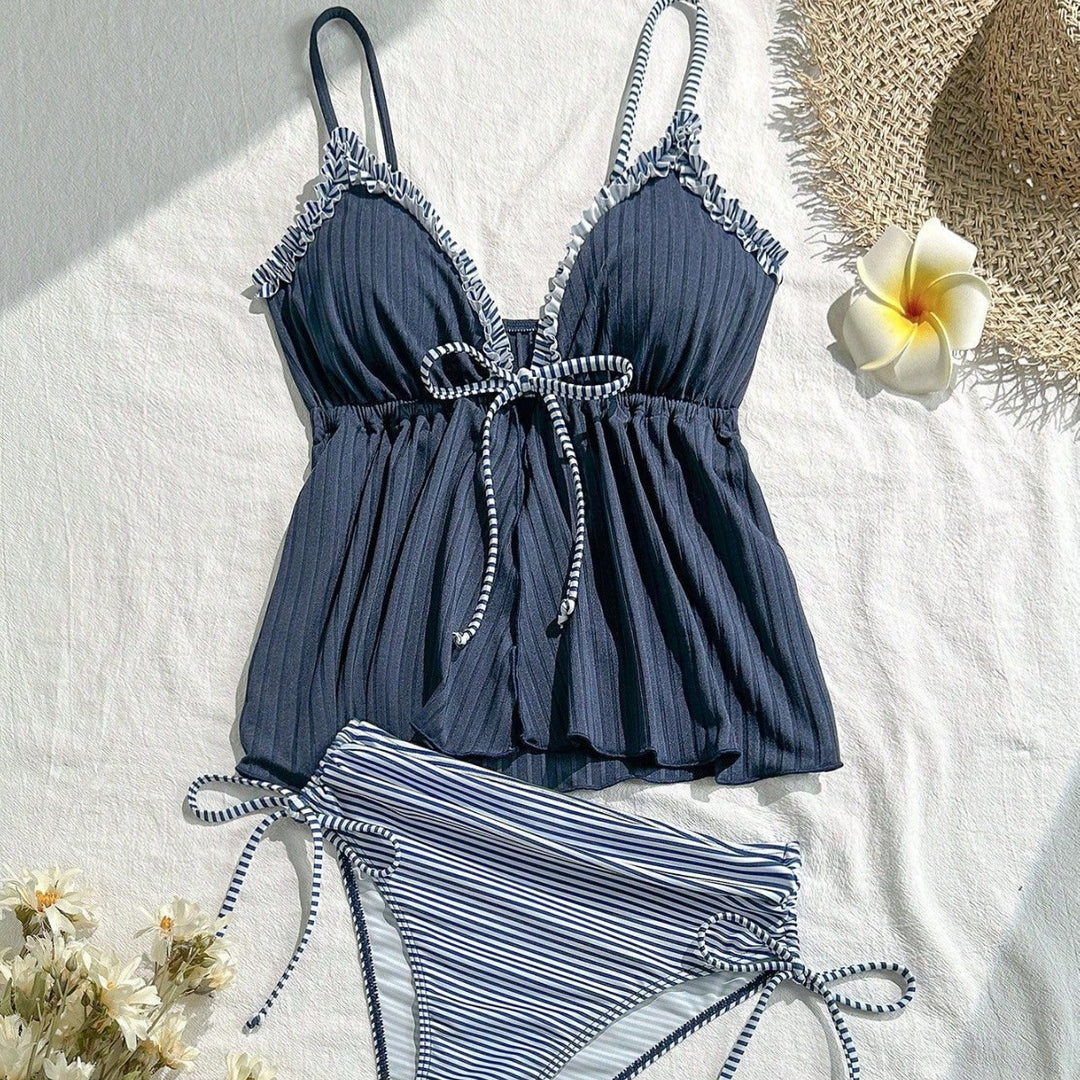 Damen lässiger Bademoden-Tankini mit Rüschendetails Echo Archiv
