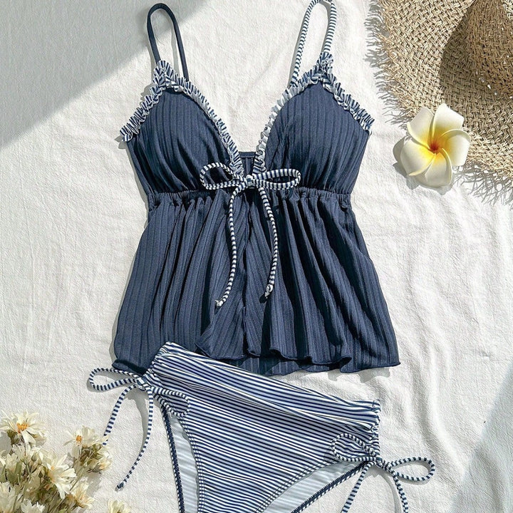 Damen lässiger Bademoden-Tankini mit Rüschendetails Echo Archiv