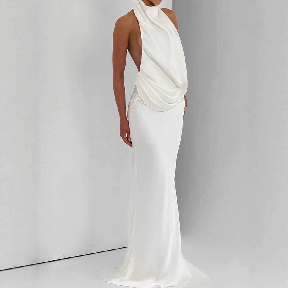 Damen Elegantes Hochzeitskleid mit schimmerndem Taillenband Echo Archiv