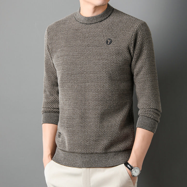 Herren Strukturierter Pullover mit Rundhalsausschnitt und hochwertiger Stricktextur Echoarchiv
