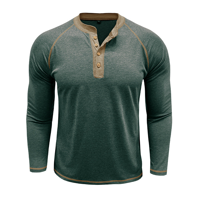 Herren Langarmshirt mit Ringeln und Knopfleiste Echoarchiv