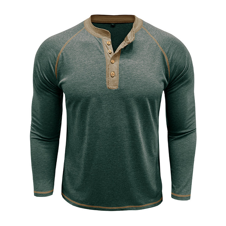 Herren Langarmshirt mit Ringeln und Knopfleiste Echoarchiv
