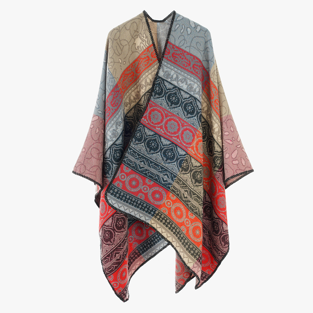 Damen Jacquard-Kimono-Überwurf im Ornament-Patchwork Stil – Avérine