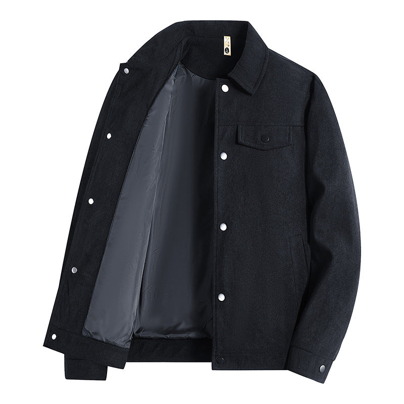 Herren Truckerjacke im Veloursleder-Look mit Druckknopfverschluss und Brustklappen Echo Archiv
