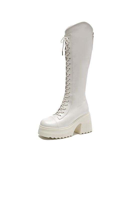 Echoarchiv | Hohe Stiefel Damenstiefel mit Schnürung und Robuster Ferse