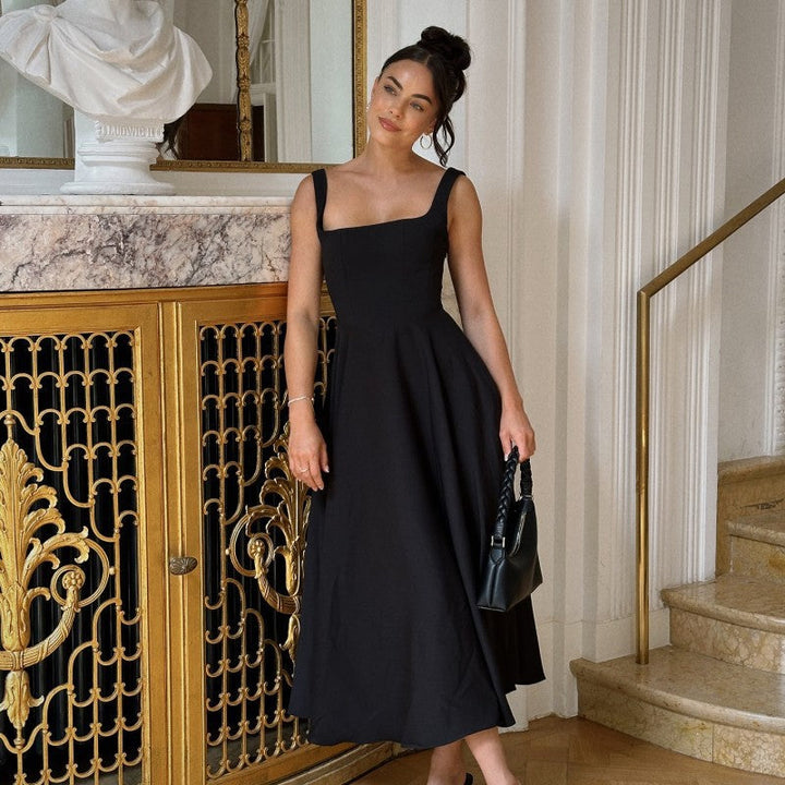 Damen Elegantes Maxikleid mit traumhaftem A-Linien Schnitt und schickem Quadrat-Ausschnitt Echoarchiv