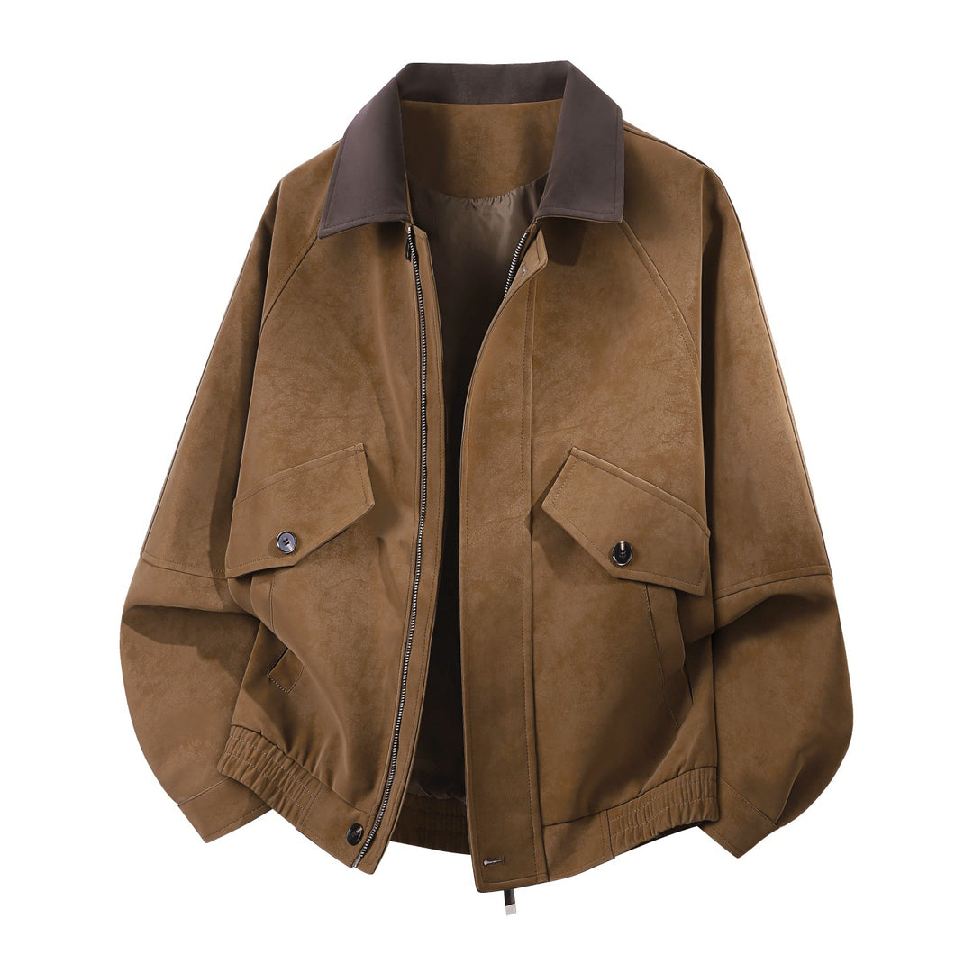Herren übergroße Velourblouson mit kontrastierendem Kragen und Klappentaschen – Taviero