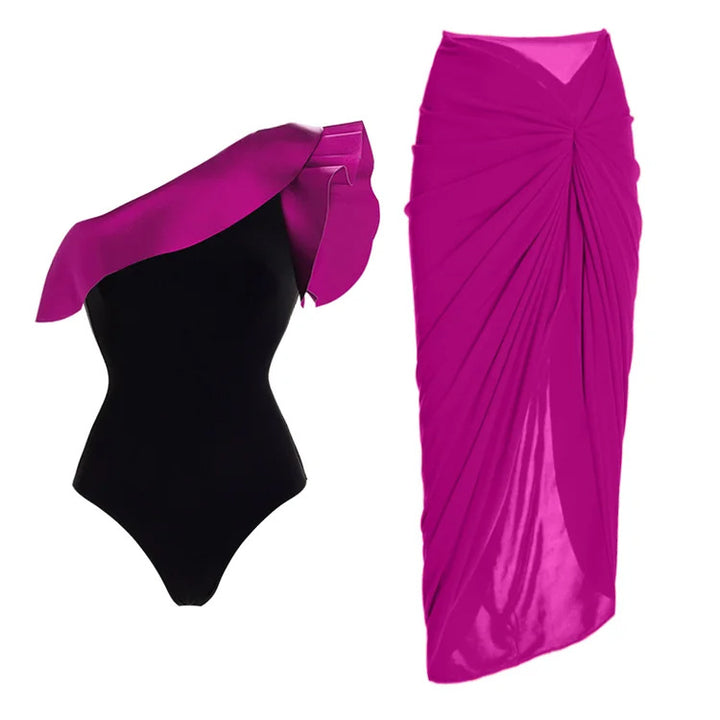 Damen Badeanzug mit asymmetrischem Rüsschendesign Echo Archiv