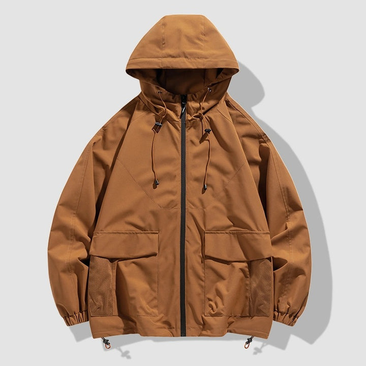 Herren Oversize Utility-Softshelljacke mit Kapuze, aufgesetzten Taschen & verstellbarem Saum Echo Archiv