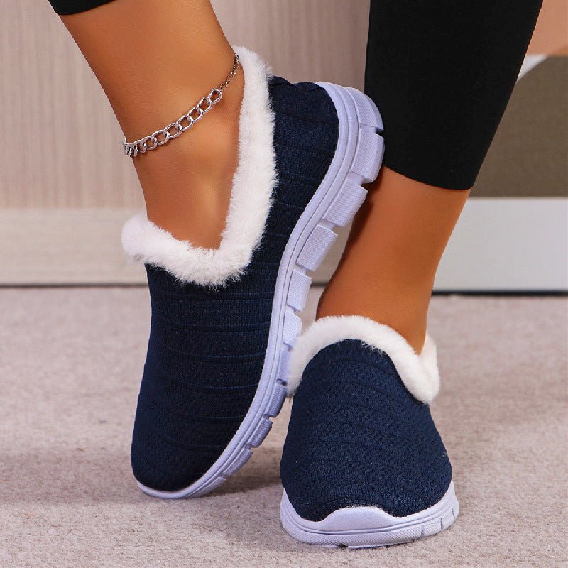 Damen Fleecegefütterte Strick-Slipper-Sneaker mit flexibler EVA-Sohle Echoarchiv