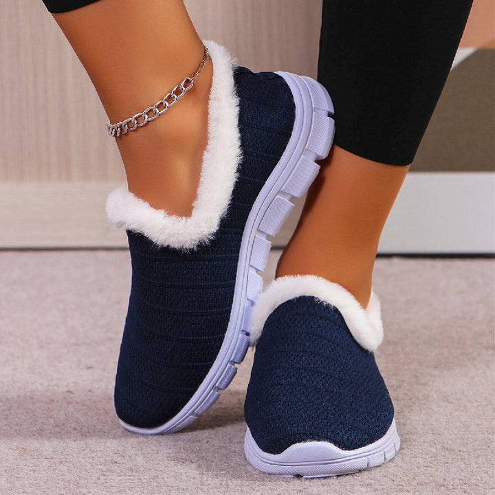 Damen Fleecegefütterte Strick-Slipper-Sneaker mit flexibler EVA-Sohle Echoarchiv