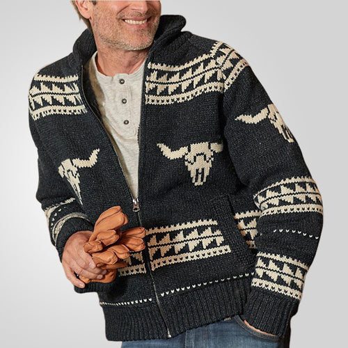 Herren Strickjacke mit einzigartigem Muster und praktischen Taschen Echoarchiv
