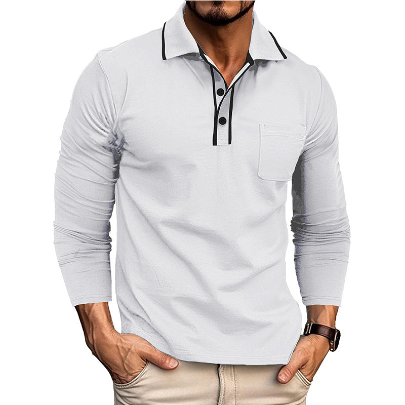 Herren Polo-Hemd mit kontrastierender Knopfleiste und Brusttasche Echoarchiv