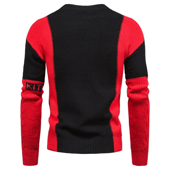 Herren modischer Strickpullover mit kreativen Farbdetails und Zopfmuster Echoarchiv