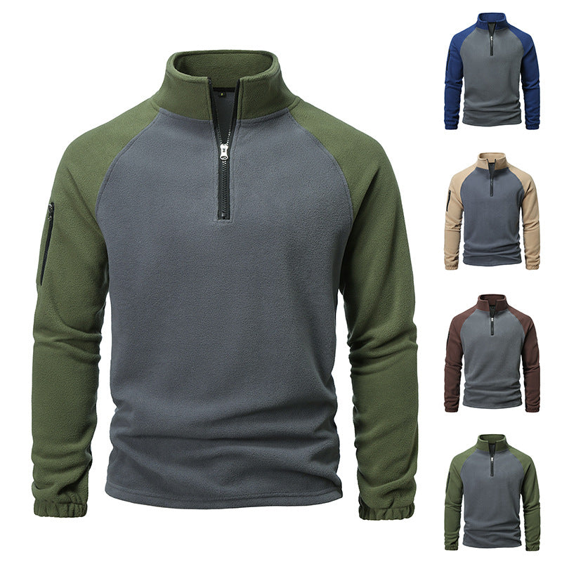Herren Fleecepullover mit halbem Reißverschluss und praktischer Seitentasche Echoarchiv