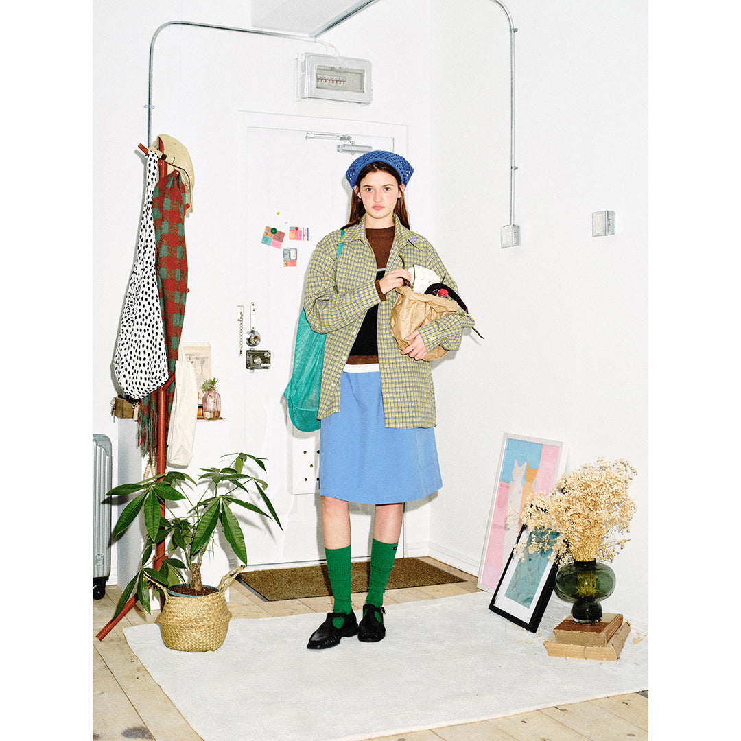 Unisex Oversize Karo-Hemd mit kastiger Silhouette, geradem Saum und aufgesetzter Brusttasche Echoarchiv