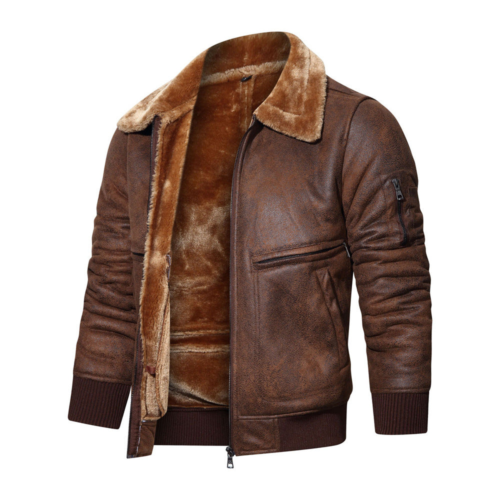 Herren Bikerjacke mit Teddyfutter und hohem Kragen Echoarchiv