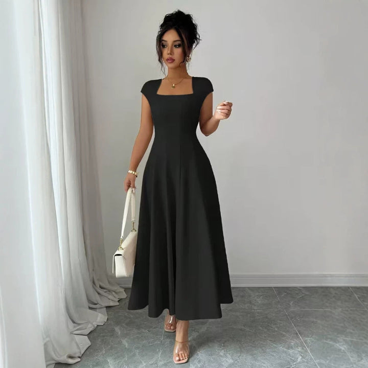 Damen Elegantes Maxikleid mit rechteckigem Ausschnitt und fließendem Rock – Valéora