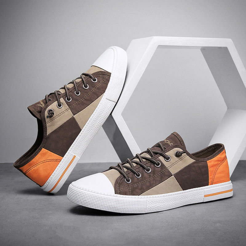 Herren Lässige Low‑Top Canvas‑Sneaker mit geometrischem Colorblock‑Design und verstärkter Zehenkappe Echoarchiv