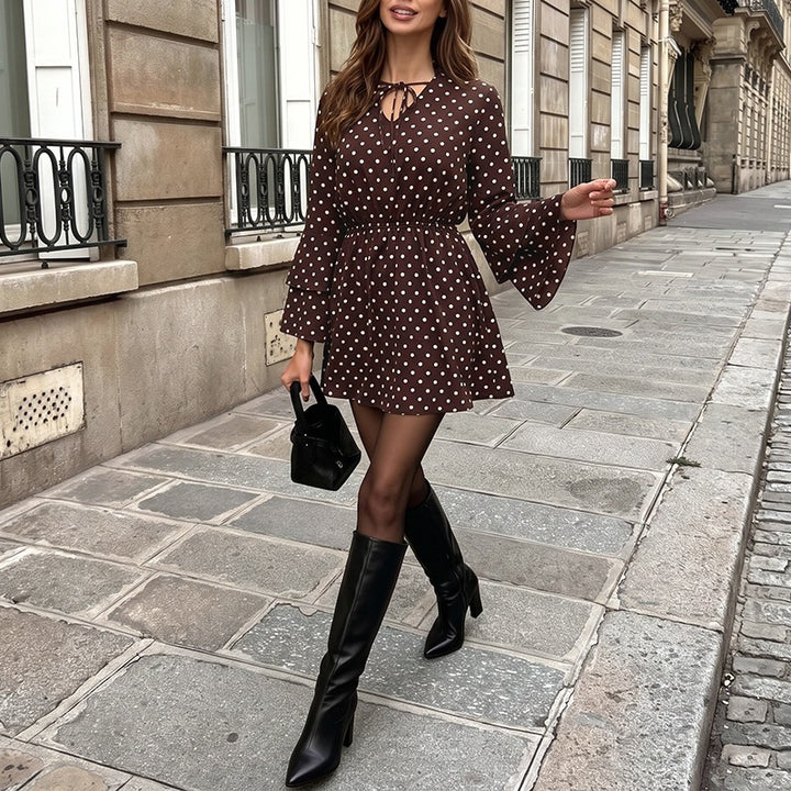 Damen Verspieltes Polka-Dots Kleid mit Rüschen Echo Archiv