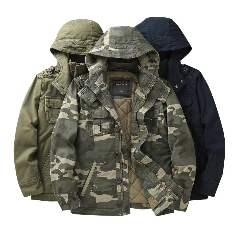 Herren Gefütterte Fieldjacke mit Kapuze und wattierter Stepp-Innenverarbeitung Echoarchiv