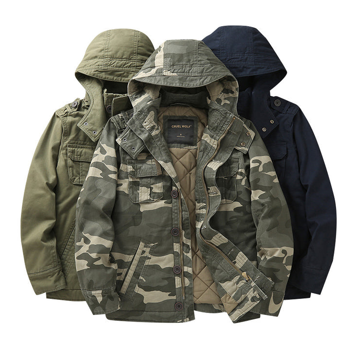 Herren Gefütterte Fieldjacke mit Kapuze und wattierter Stepp-Innenverarbeitung Echoarchiv