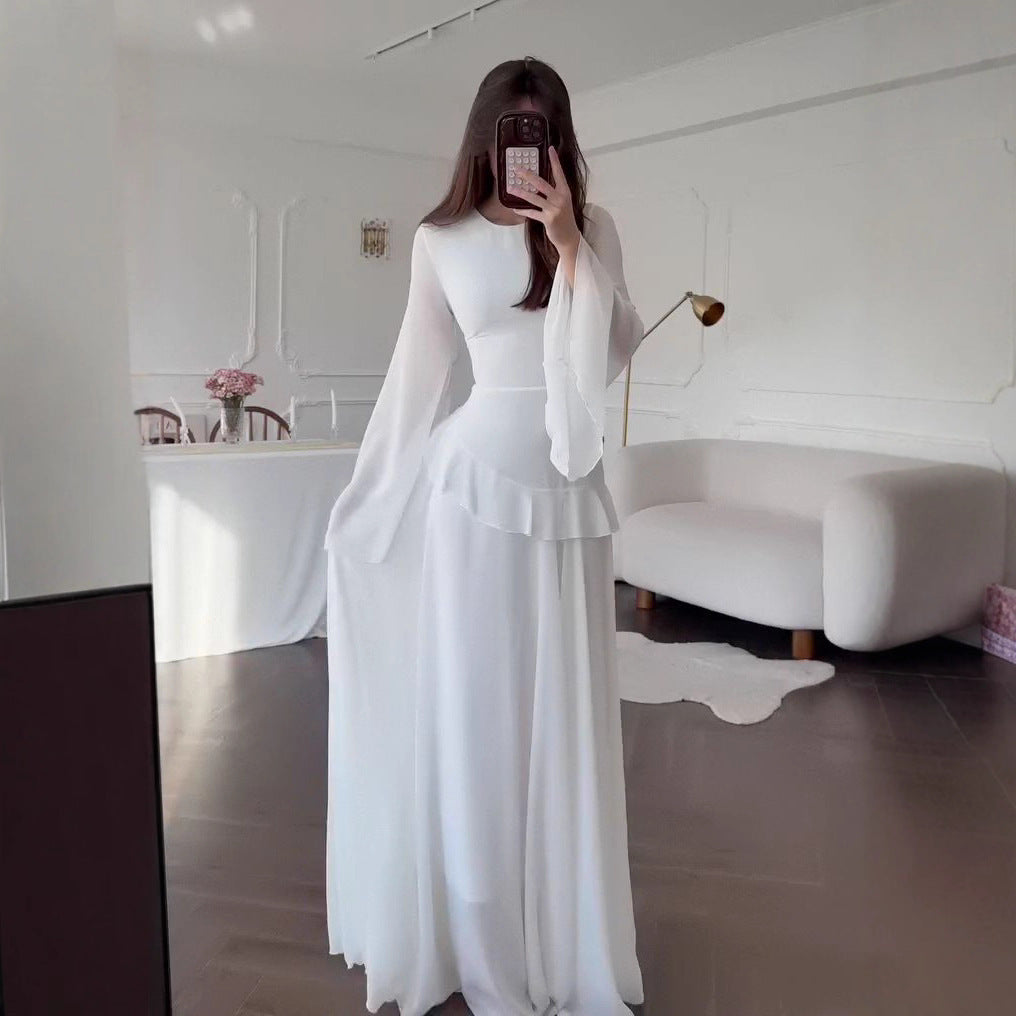 Damen Elegantes Maxikleid mit Rüschendetails und weitem Schnitt Echo Archiv