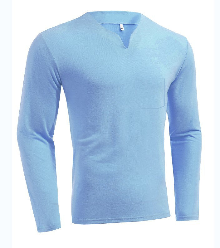 Herren nan Langarmshirt mit V-Ausschnitt Slim Fit Baumwollmix und elastischem Komfortbund Echo Archiv