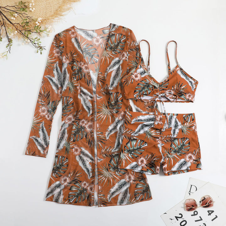 Damen Bikiniset mit floralem Oberteil und luftiger Wickeljacke Echo Archiv