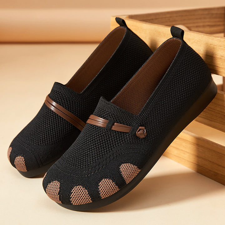 Damen nan gestrickter Komfort-Slipper mit Zehenoptik, elastischem Einstieg und stoßdämpfender EVA-Sohle Echo Archiv