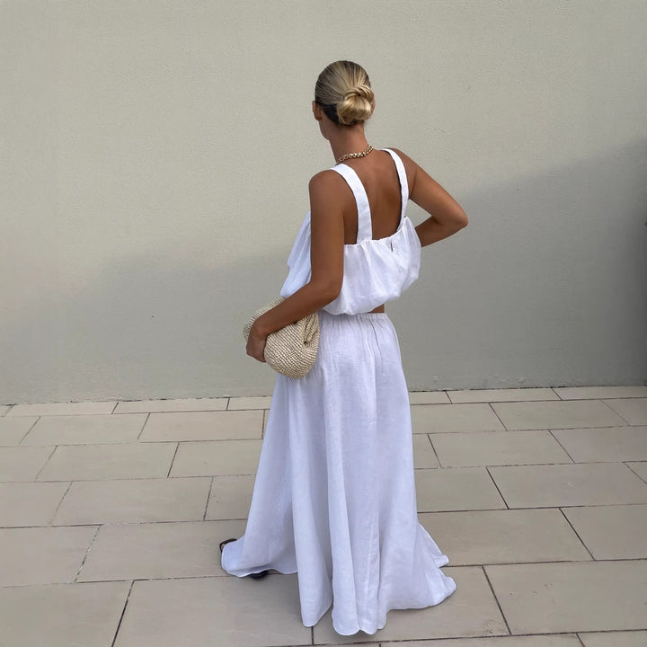 Damen luftiges Maxikleid mit breiten Trägern und elastischem Taillenbund Echo Archiv