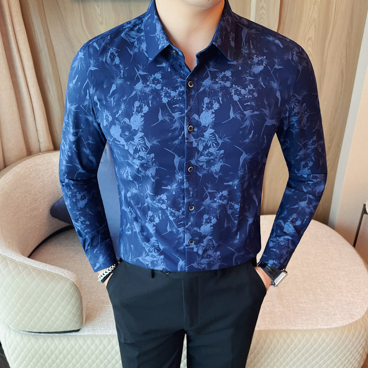 Herren Langarmhemd mit floralen Mustern Echoarchiv