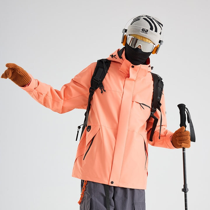 Herren Wasserdichte Outdoor-Softshelljacke mit Kapuze, hohem Stehkragen & Reißverschlusstaschen Echoarchiv