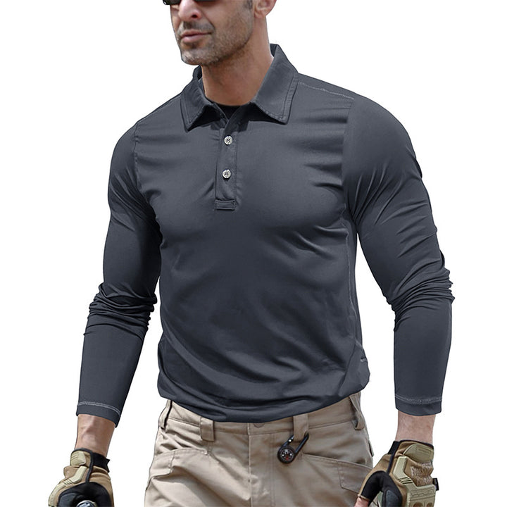 Herren sportliches Langarm Polohemd mit feuchtigkeitsableitender Technologie Echoarchiv