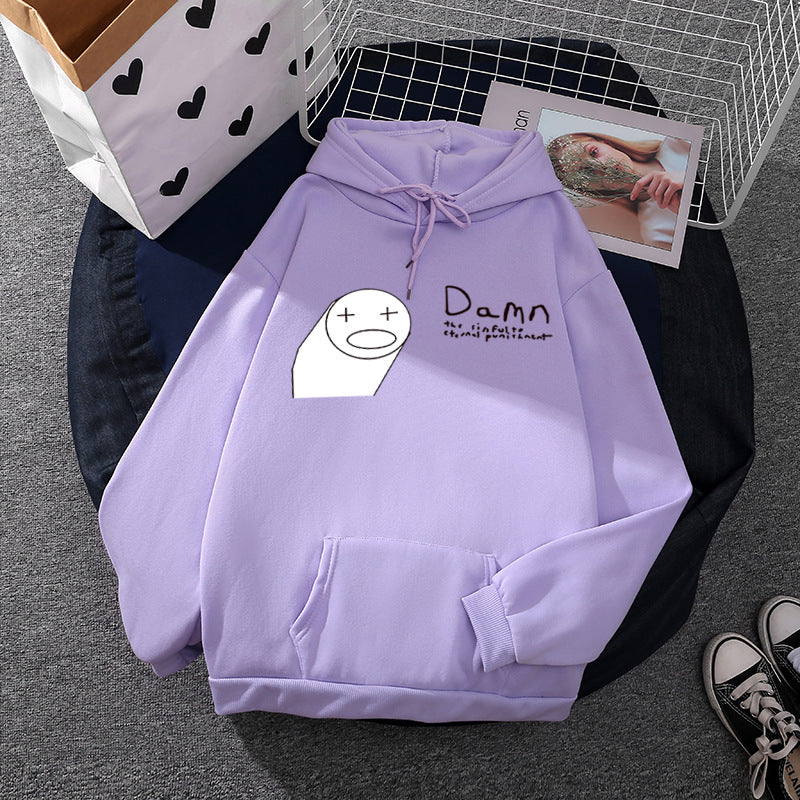 Damen Kapuzenpullover mit minimalistischer Grafik, lockerer Oversize-Passform und Kängurutasche – Auréline