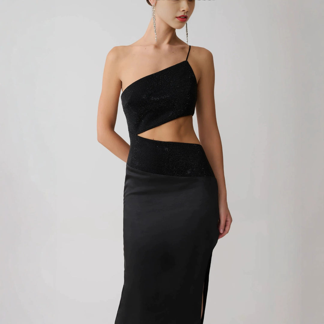Damen Elegantes Maxikleid mit asymmetrischem Schnitt und raffiniertem Cut-Out Echo Archiv