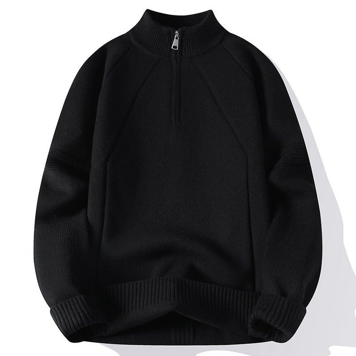 Herren Sportlicher Stehkragenpullover mit Reißverschluss und strukturiertem Design Echoarchiv