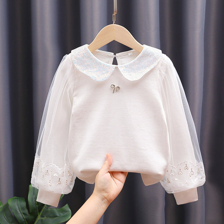Mädchen Sweatshirt mit eleganten Tüllärmeln und auffälligem Kragen Echo Archiv