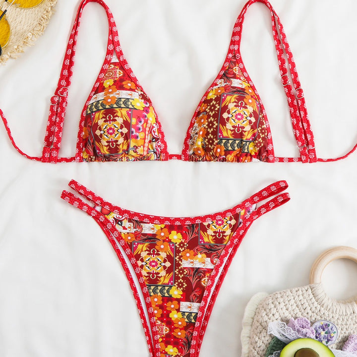 Damen Triangel-Bikini-Set mit lebhaftem Strandmotiv Echo Archiv