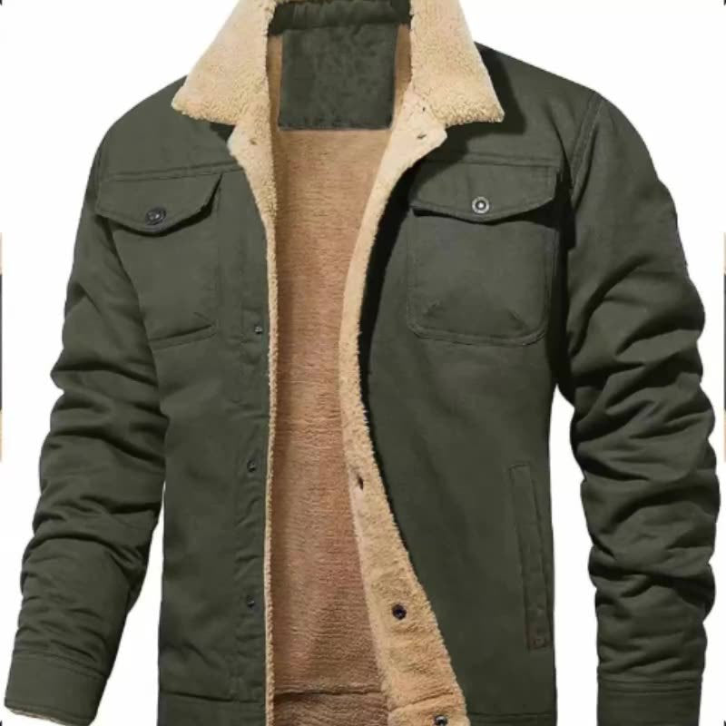 Herren nan gefütterte Canvasjacke mit Teddyfell-Innenfutter und Hemdkragen Echo Archiv