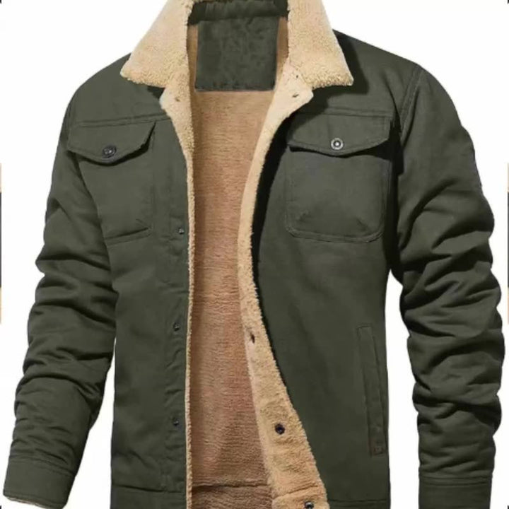 Herren nan gefütterte Canvasjacke mit Teddyfell-Innenfutter und Hemdkragen Echo Archiv