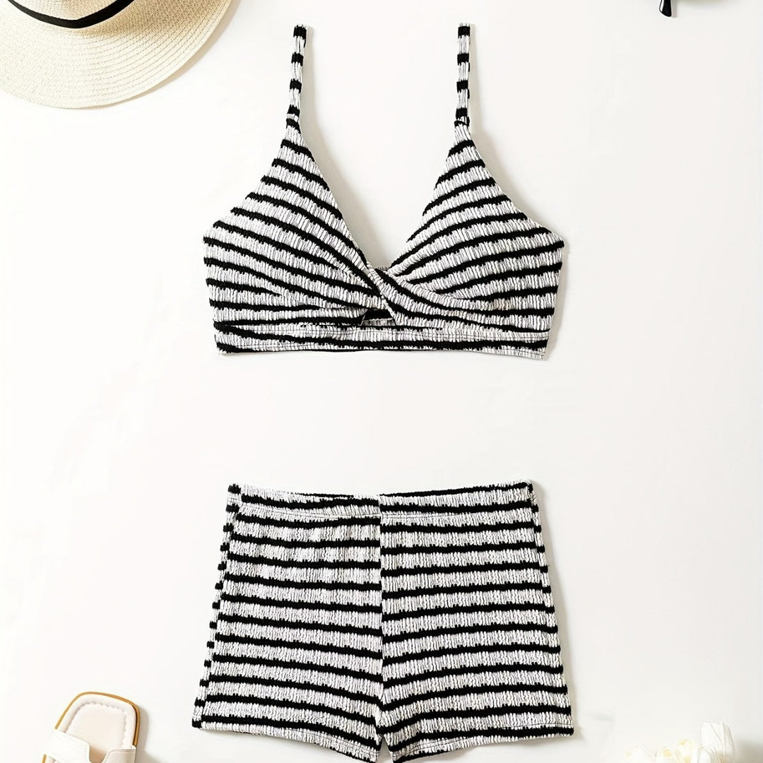 Damen Crop-Bikini Oberteil mit High-Waist Shorts Echo Archiv