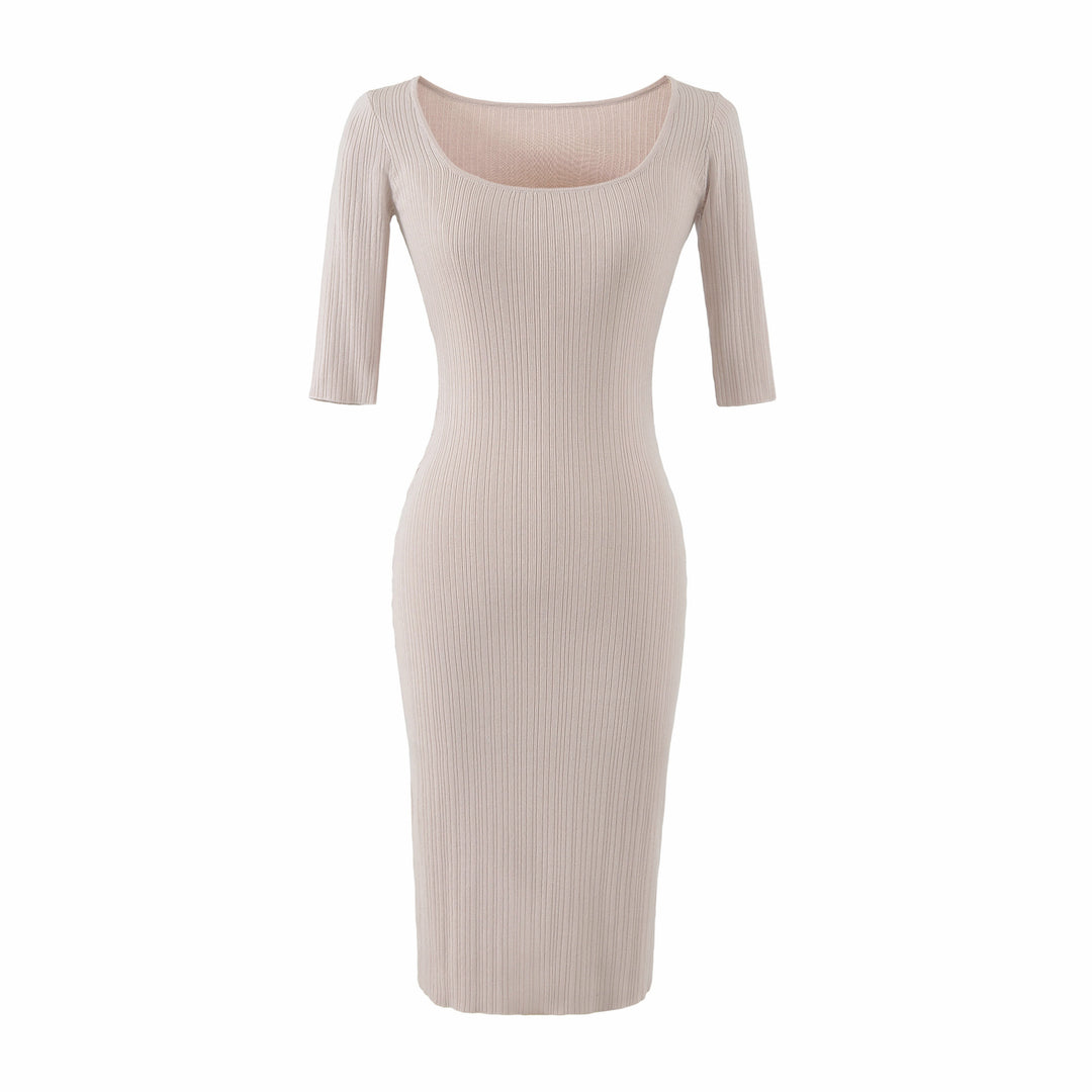 Damen Figurbetontes geripptes Midikleid aus Stretch-Strick Echoarchiv