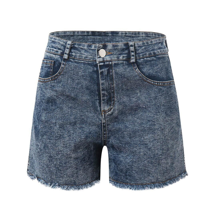 Damen hoch taillierte Denim-Shorts mit fransigem Saum Echo Archiv